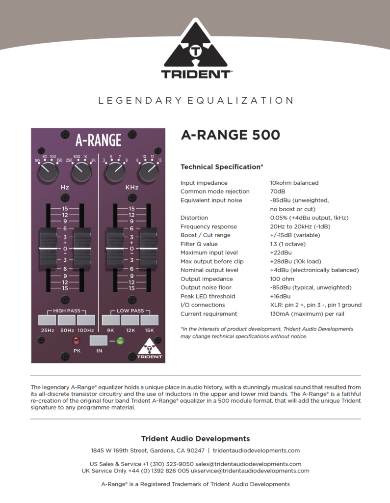 A-Range 500 - Trident Audio Developments